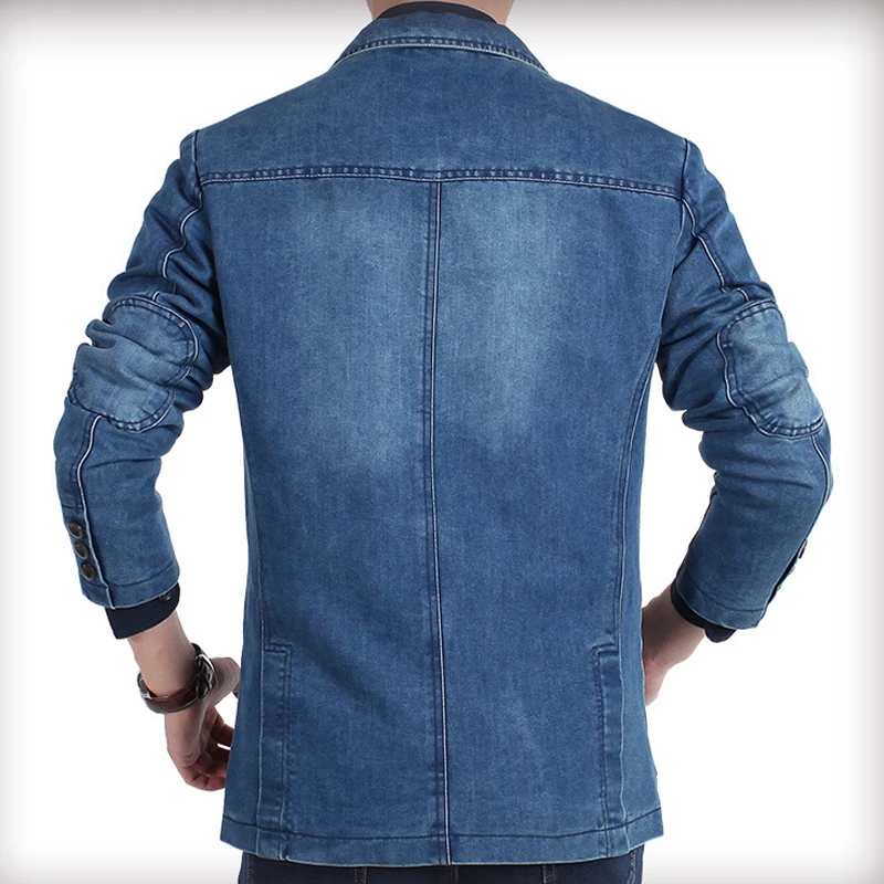 Fashion Mens Denim Blazer Spring Autumn Brand Male Slim Fit Casual Jeans Suit Jacket Men Blazer Coat Terno Masculino 4XL MY161