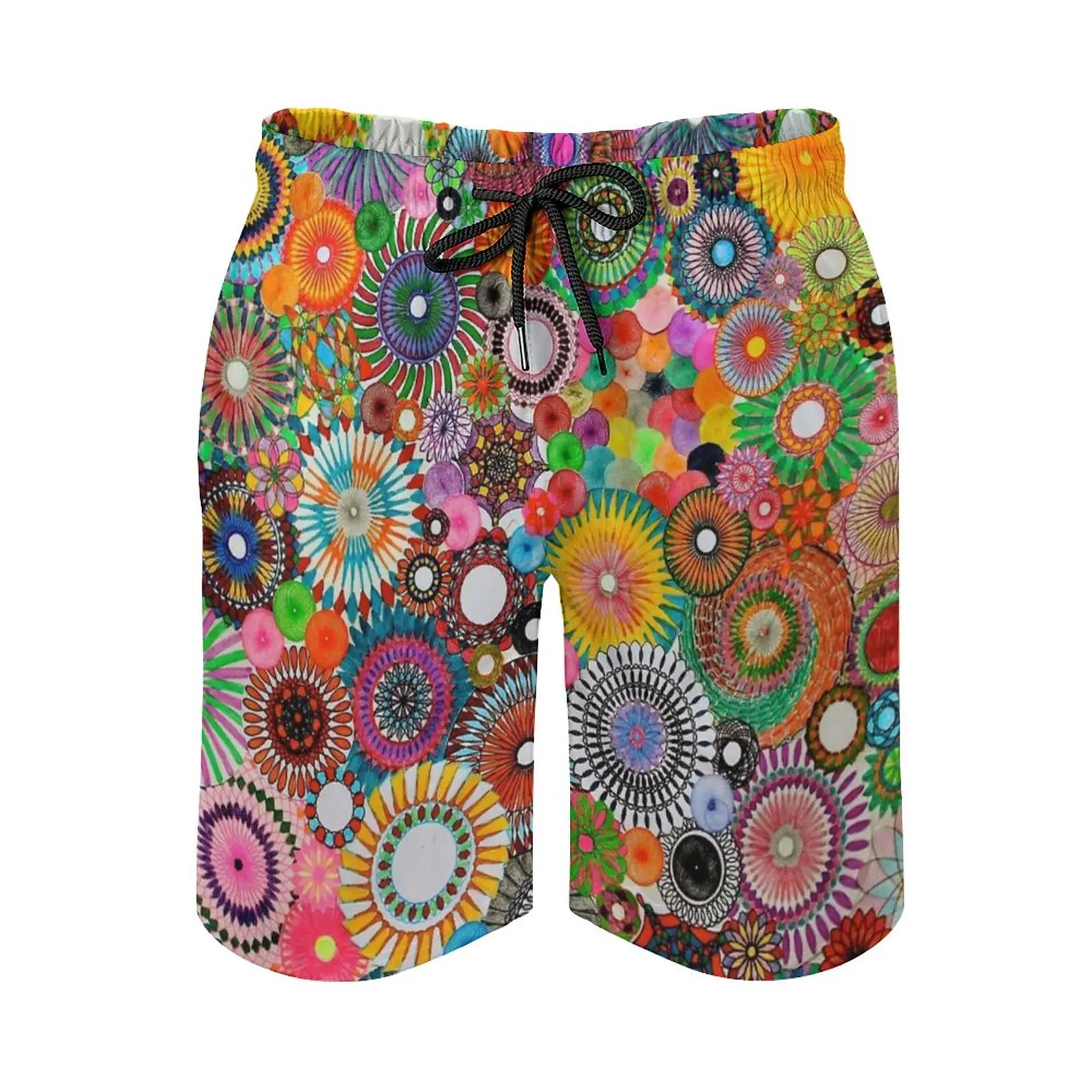Childhood Dreams A Colourful Spirograph Drawing! Men'S Swim Trunks Sports Shorts Beach Trunks Surfing Pockets And Mesh Lining