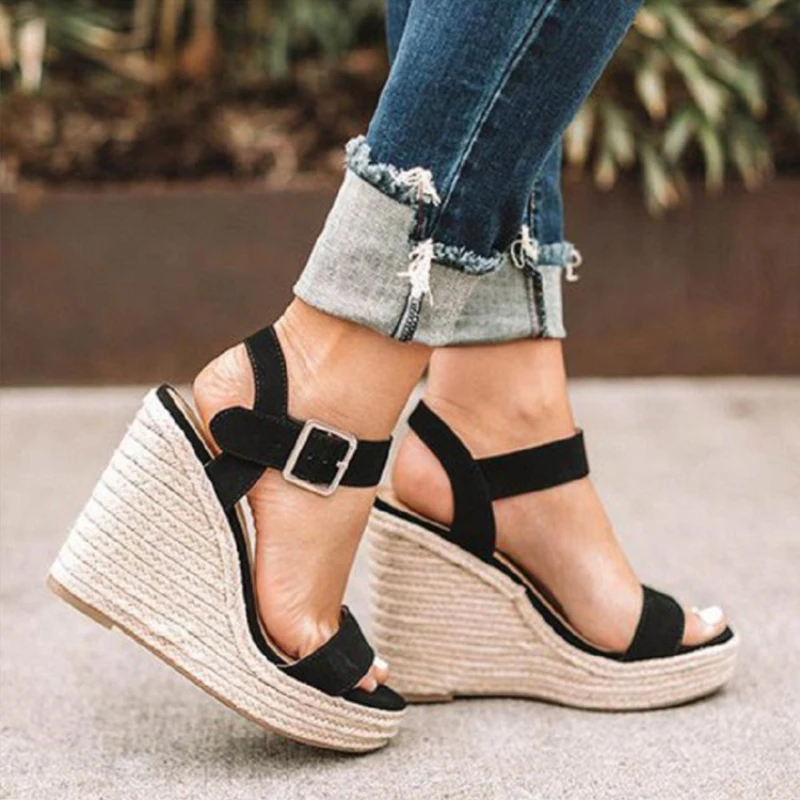 High Heels Women Leisure Wedge heel sandals 2024 New Summer Sandals Party Platform Wedges Heeled Fish mouth sandalias - 4