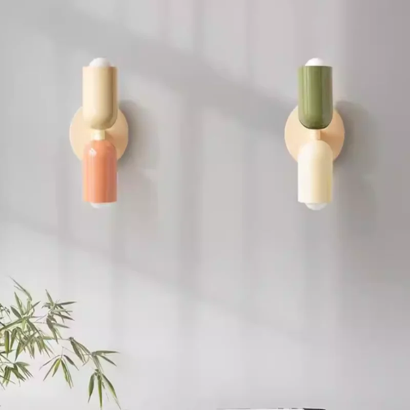 E27 Nordic Wall Lamp LED Macaron Minimalist Sconce Bedroom Bedside Living Room Study Aisle Indoor Home Decoration Light
