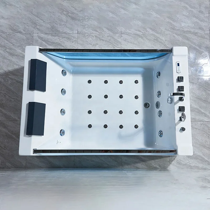 Double Luxury Bathtub, Family Acrylic Sea View Glass Massage Bathtub, Constant Temperature Heating 1.8 Meters 6