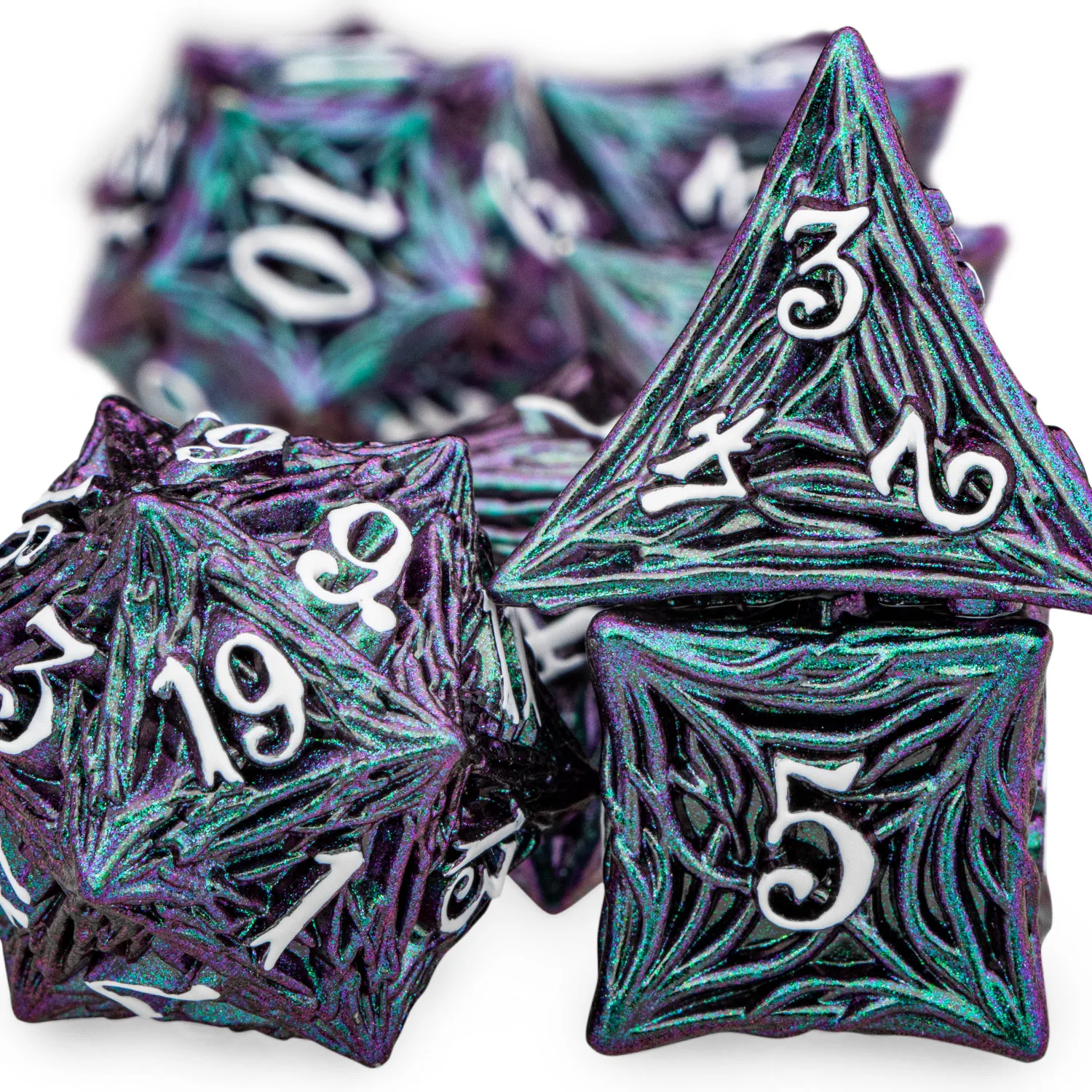 Dice Set 7PCS Tree Root Dnd Metal Dice Set D&D Polyhedral Dice For D and D Dungeon and Dragon Pathfinder Role Playing Game