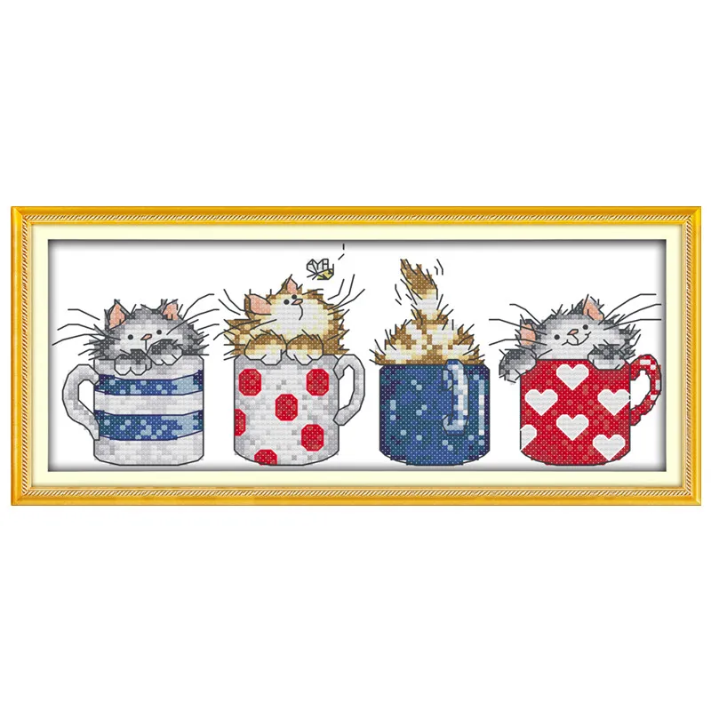 Kinds of Cats DMC DIY Cross Stitch Set Needlework Embroidery Cross-Stitch Kit Handwork Fabric 14CT & 11CT Chineses Patterns Kits