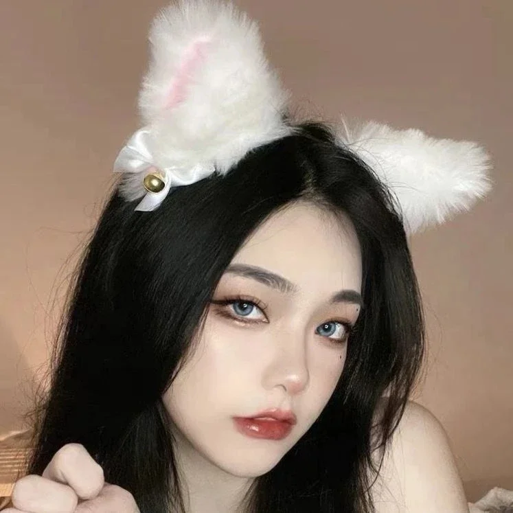 Cat Ear Bow Headband Necklace Cat Claw Gloves Cosplay Plush Bell Hairband Women Girl Masquerade Party Headwear Hair Accessories images - 6