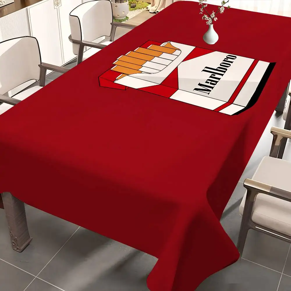 Retro M-Marlboro Pattern Tablecloths Summer Washable Picnic Party Rectangle Table Cover Home Dining Decor 6