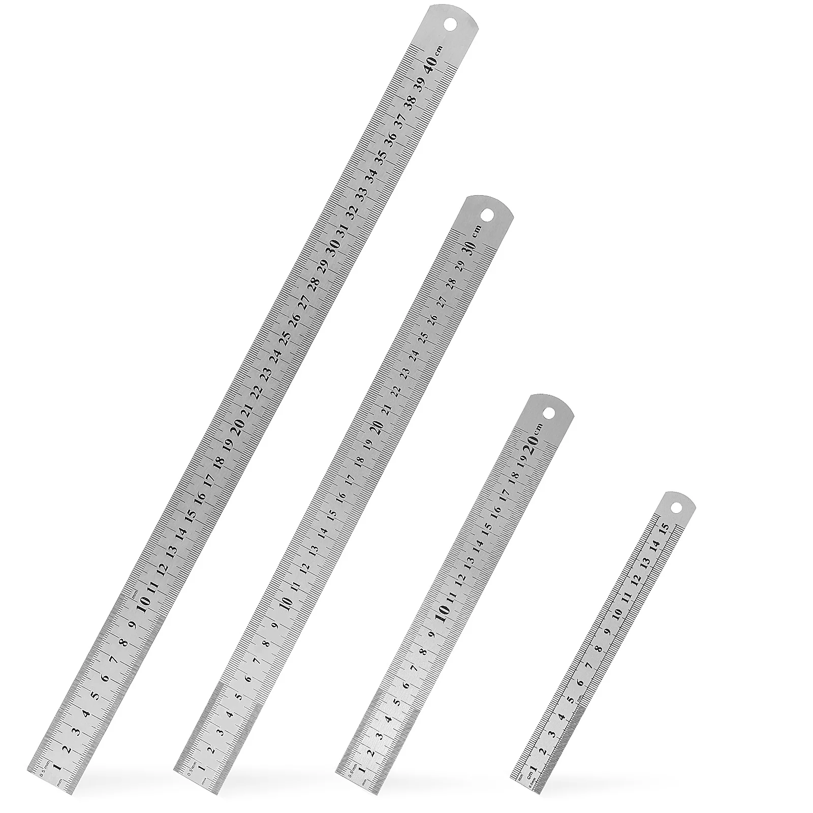 

4 Pcs Stainless Steel Rulers Double-Sided Scale Metal Rulers Measuring Tools