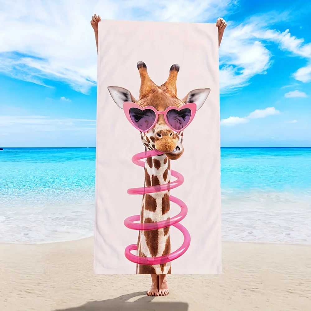 

Stylish Kangaroo Pattern Bath Towel Thick Soft Microfiber Beach Blanket Sand Proof Beach Towel For Travel Swimming Camping
