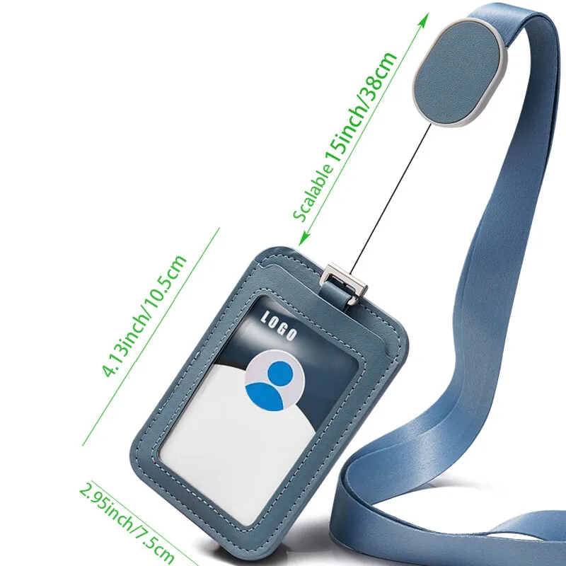 New Design Horizontal and Vertical Dual-use Style Card Holder with Badge Scalable Reel Lanyard Employee Work Id Pouch