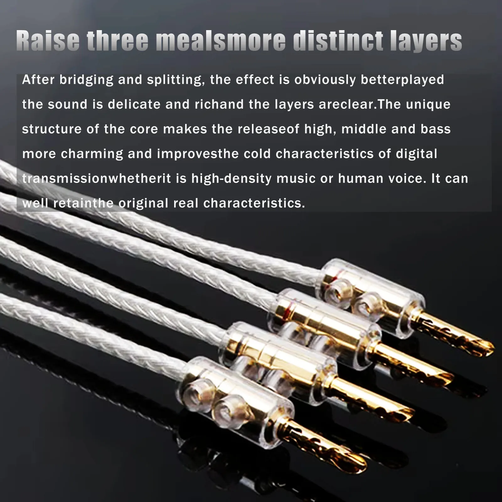 Hifi OCC Silver Speaker Jumper Bridge Aaudio Cable Over Machine Line Speaker Cable Gold Plated Banana Y plug Wire 4PCS