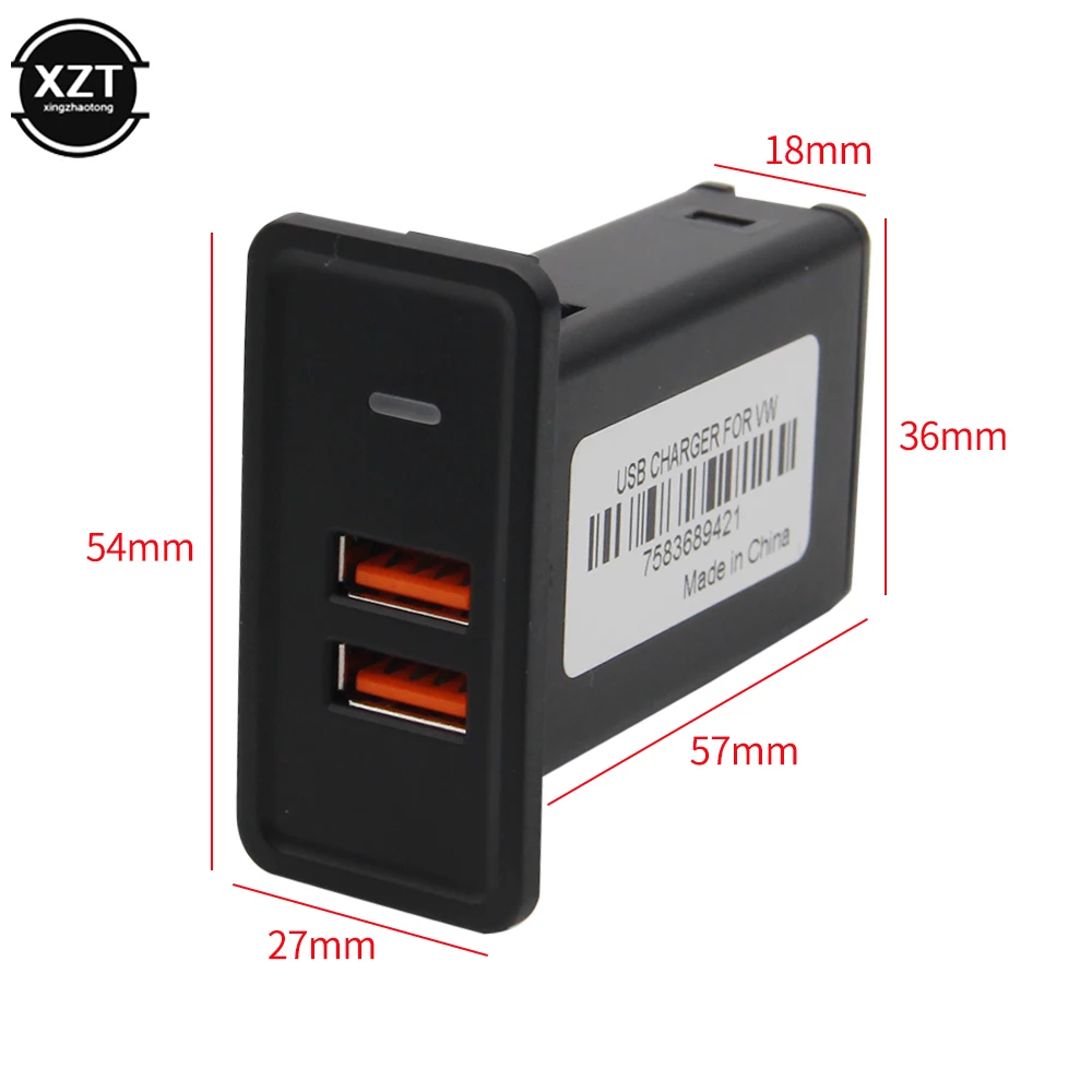 

12V/24V Dual USB Car Charger QC3.0 Fast Charger Adapter Car Phone Charger with LED Light for VW Golf 7/7.5riline Car Accessories