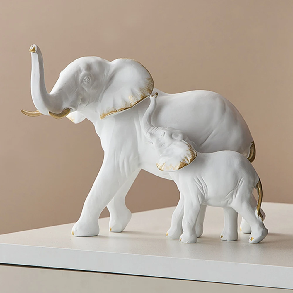 

2pcs Elephant Statues & Figurines Modern Decorative Animal Sculpture Luxury living room decoration table ornaments Resin Crafts