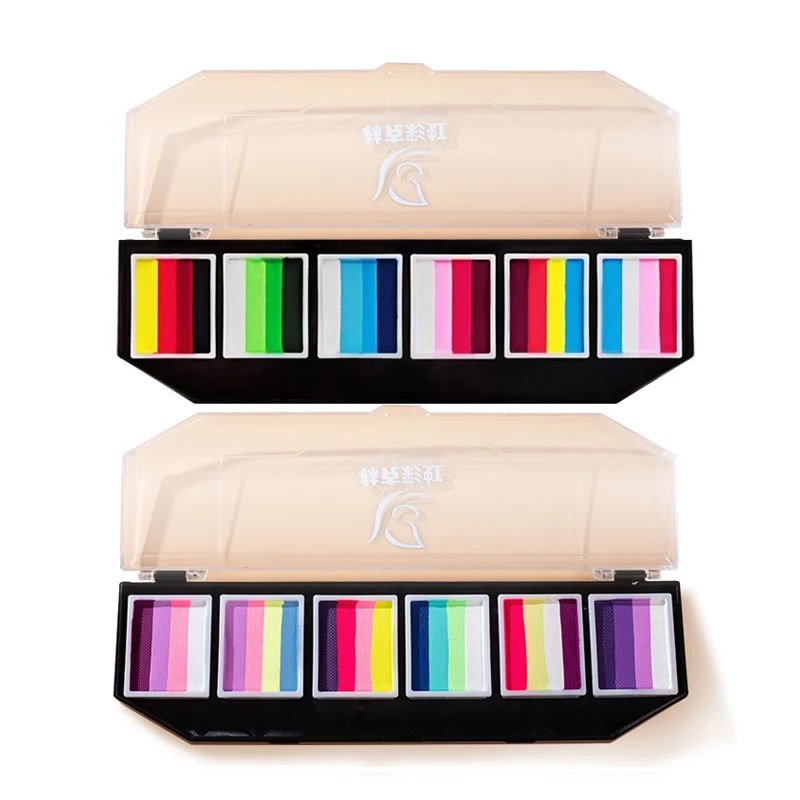 Professional Cosmetic Makeup Face Paint Palette 6-Color Split Face Body Paint Palette For Kids And Adult 2