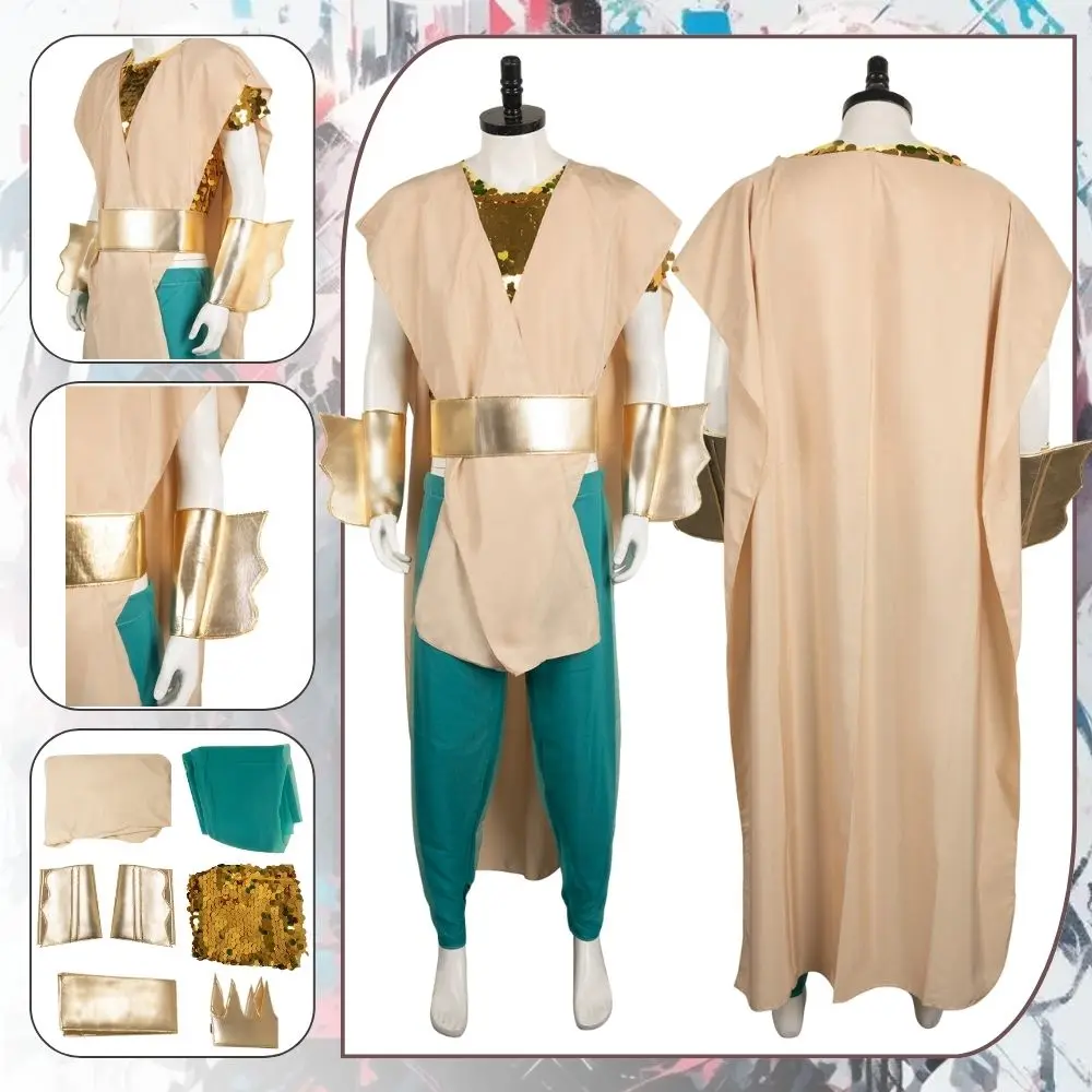 Rei poseidon sereia cosplay fantasia traje disfarce adulto homem robe  calças role play outfit halloween carnaval festa roupas - AliExpress, image size:1000x1000