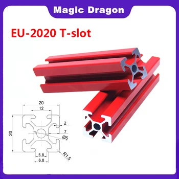 4PCS 2020 T-Slot EU Red Aluminum Profile Extrusion L=100-1000mm Linear Rail for CNC 3D Printer or Automated Device Framework