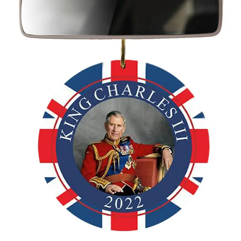 

King Charles III Car Pendant Union Jack Flag Car Rearview Mirror Pendants British Decorations For Home Decor Car Rear View