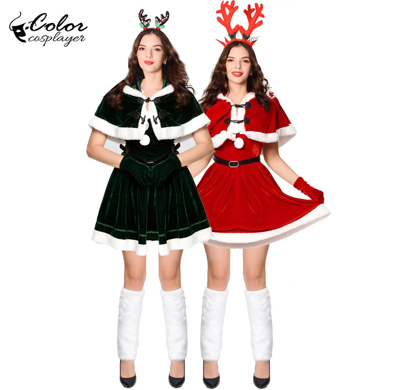 

Color Cosplayer Christmas Girl Dress Suit Xmas Cosplay Costume Adult Holiday Party Dress Carnival Fantasia Disguise Clothes