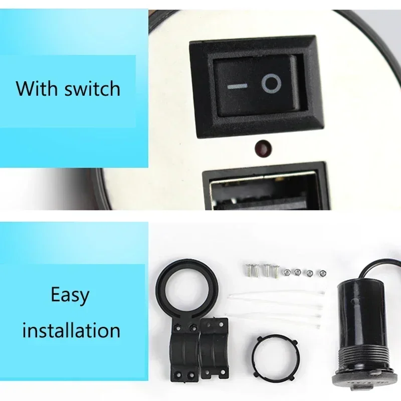 Motorbike Charger Adapter Waterproof Motorcycle Handlebar USB Charger 12V 5V-1.5A Moto Adapter Power Supply Socket for Phone Mobile Motorbike Accessories