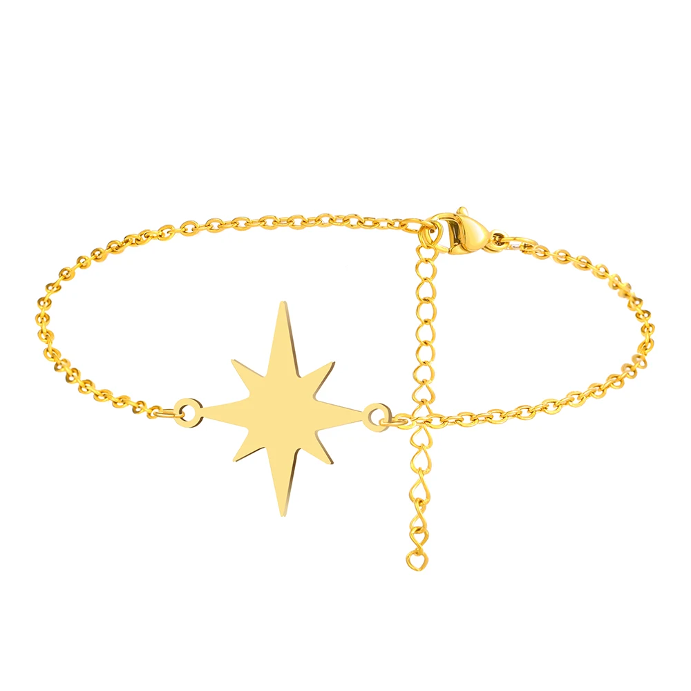 Stainless Steel Bracelets Simple Fine Polaris Design Pendant Chains Fashion Charms Bracelet - Image 6