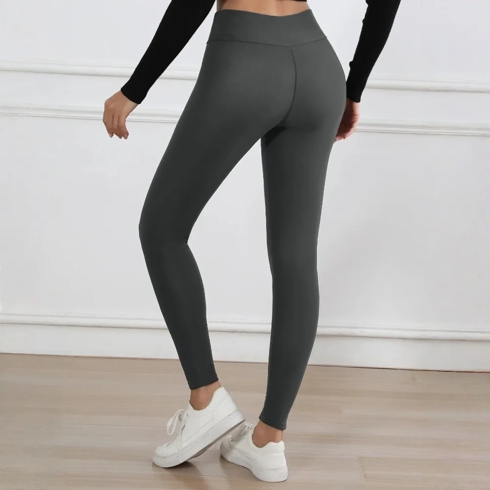Fashion High Waist Fleece Leggings Elastic Prevent Cold Velvet Tights Thicken Slim Warm Yoga Pilates Pants Outdoor Activities