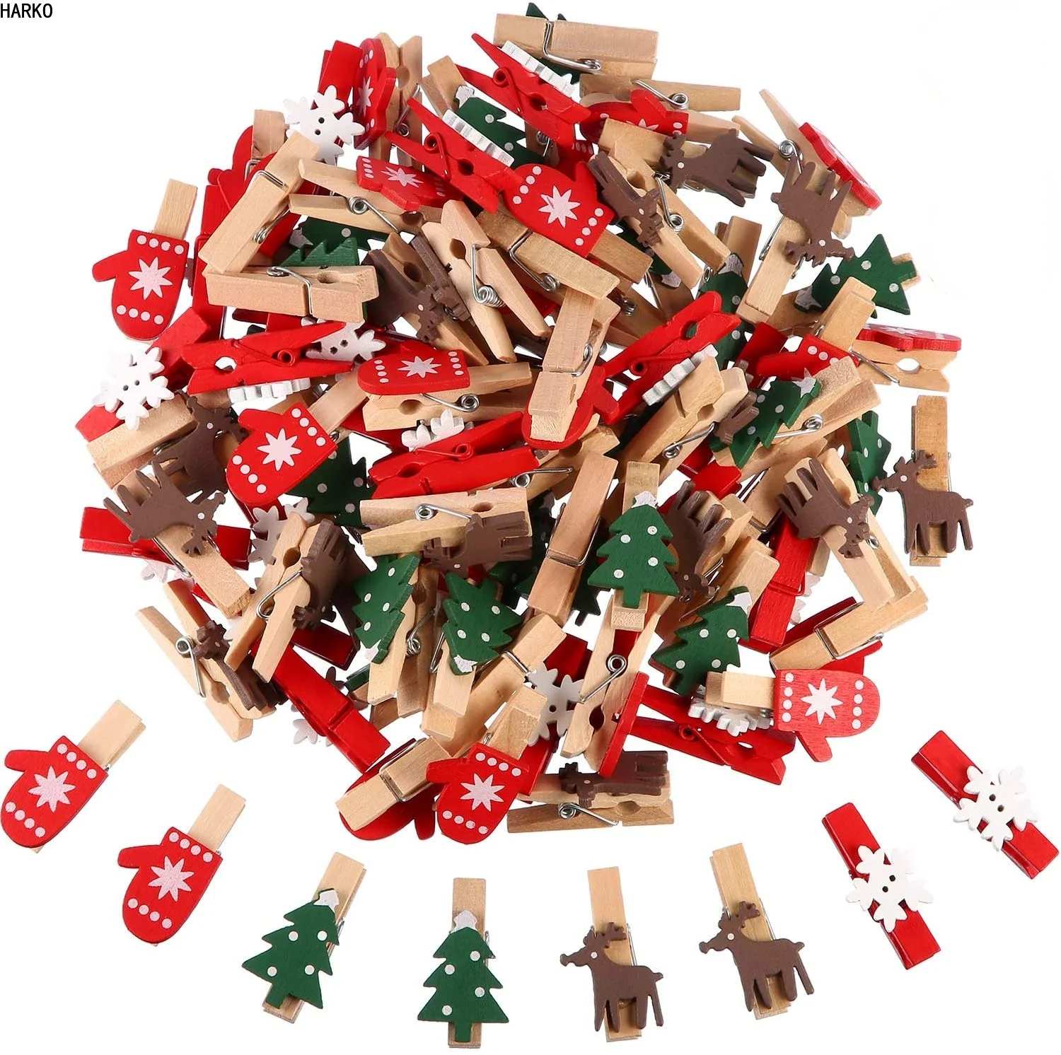 10pcs Christmas Wooden Clips New Year Party Decoration Photo Wall Clip DIY Christmas Ornaments for Home Xmas Tree