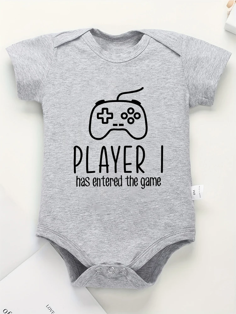 Player 1 Has Entered The Game Funny Newborn Baby Boys Girls Clothes Fashion Trend Twin Infant Onesies Cotton Summer Bodysuit 6