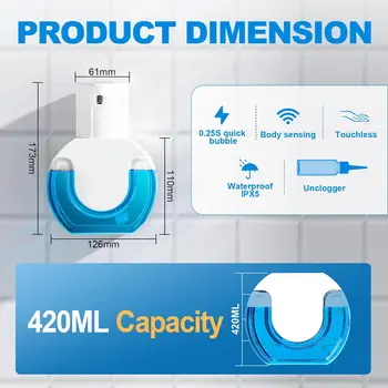 Alternative view of 420ML Large Capacity Touchless Desktop Or Wall-Mounted IPX5 Waterproof Smart Infrared Automatic Sense Foam/Liquid Soap Dispenser
