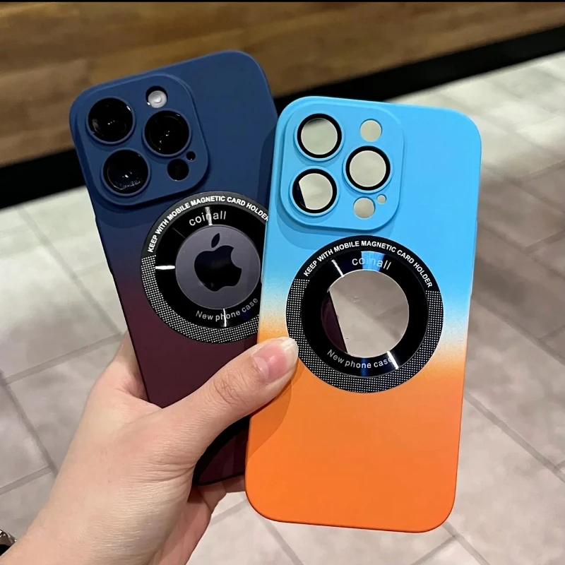 

Luxury Magnetic Wireless Charge Hard PC Case For iPhone 14 13 12 11 Pro Max Plus Couple Bumper Gradient Color Matte Cases Cover