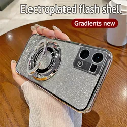 Luxury Plating Bling Glitter Ring Holder Phone Case for FindX6Pro (Silver)