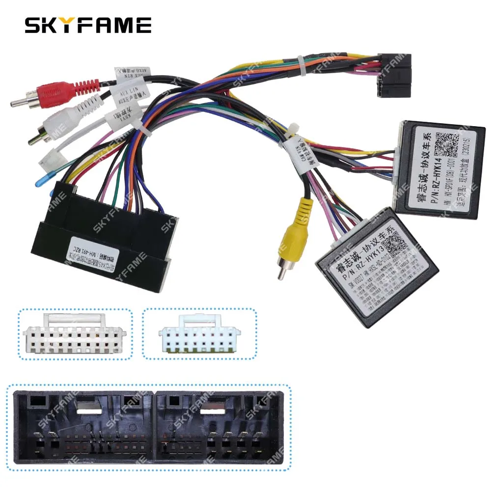 Car Wire Cable Adapter SKYFAME Car Wiring Harness Adapter Canbus Box Decoder Android Radio Power Cable For HyundaI Ix45 Santafe
