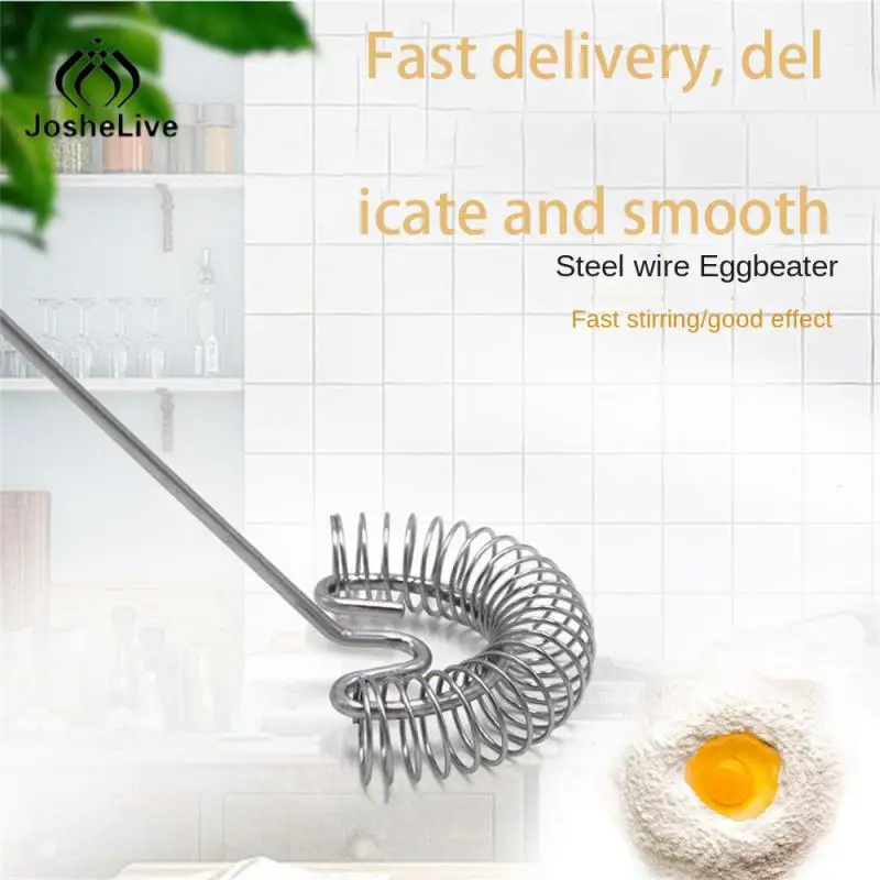Handheld Rotary Egg Whisk Stainless Steel Egg Stirring Tool Portable Baking Dough Cake Cream Mixer Whisk Stir Beater Mini Silver