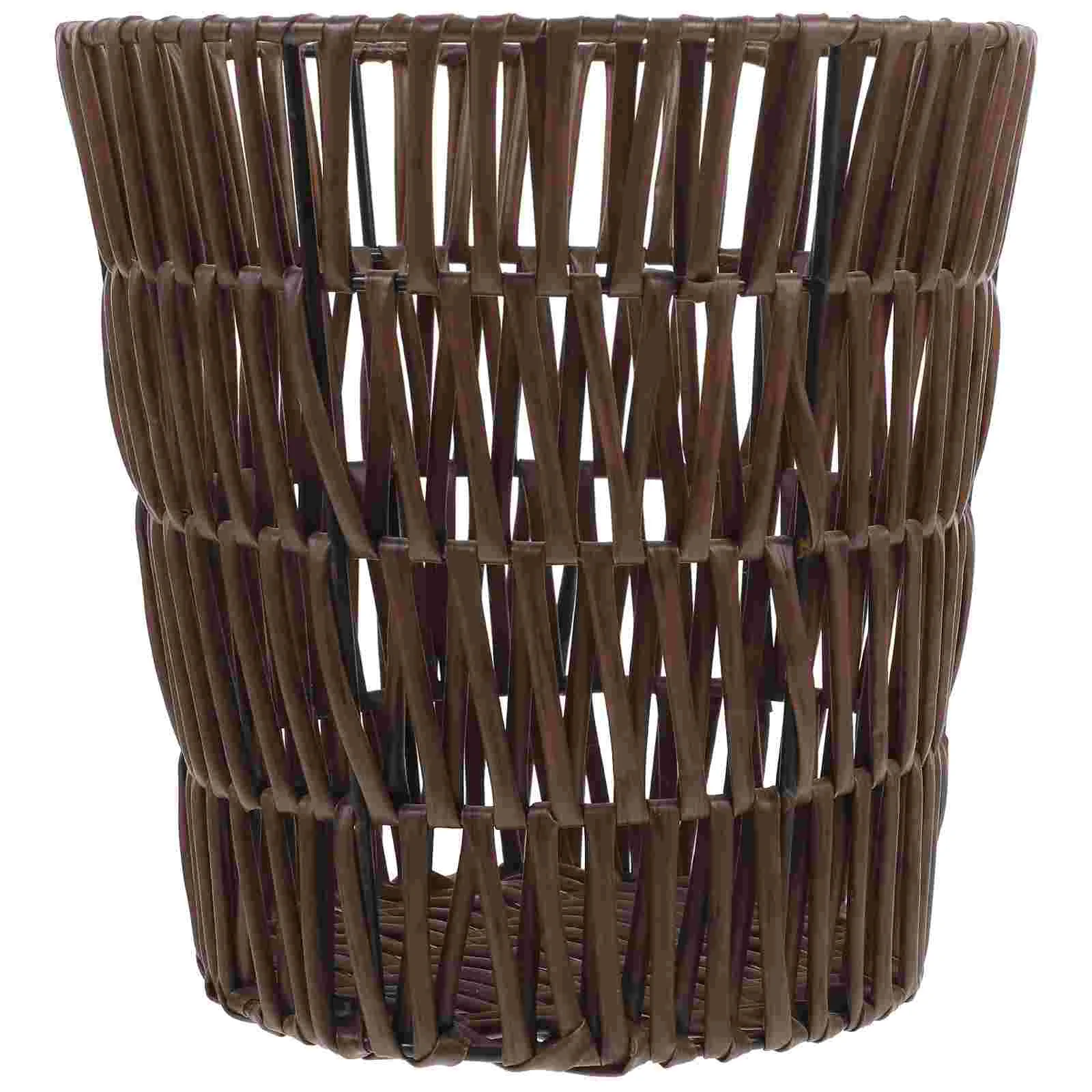 

Woven Wastebasket Fruit Storage Baskets Weaving Wastebaskets Bins Trash Can Bedroom Sundries