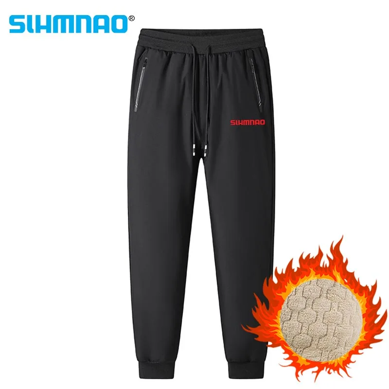 Winter New Men's L-8XL Size Fishing and Velvet Thick Warm Pants Outdoor Sports and Velvet Warm Camping Pants Fishing