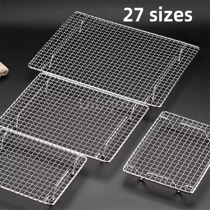 304 stainless steel oven square barbecue bbq mesh rectangular baking tool oil draining rack cake drying rack cooling tray