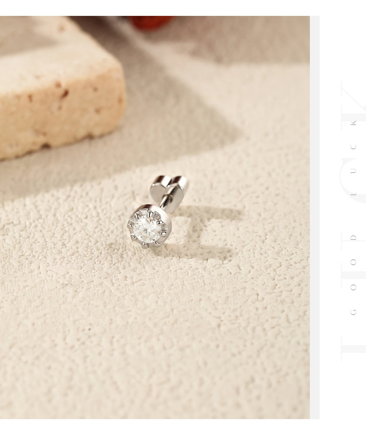 MODIAN D Color Moissanite Cartilage Stud 925 Sterling Heart Screw Stud Earrings Stackable Unisex Stud Earrings For Women Jewelry