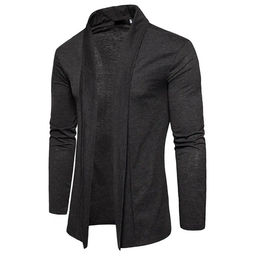 

Open Sticth Cardigan Long Sleeve Cardigan Soft Breathable Men's Knitted Cardigans with Lapel Collar for Casual Style in Spring