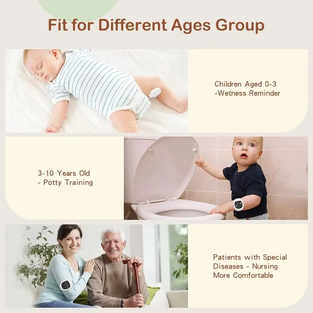 40M Wireless Bedwetting Alarm Adults Elder Potty Training Sensor Enuresis with Wristband for Kids Elder Care