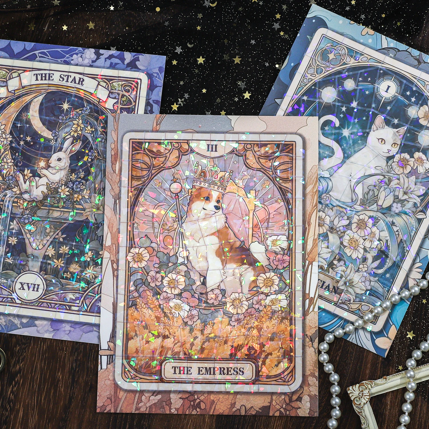 Kawaii Source of Lingquan 3D 별의 속삭임 풍경 스티커 DIY 포켓 캐빈 장면 축제 선물 ?