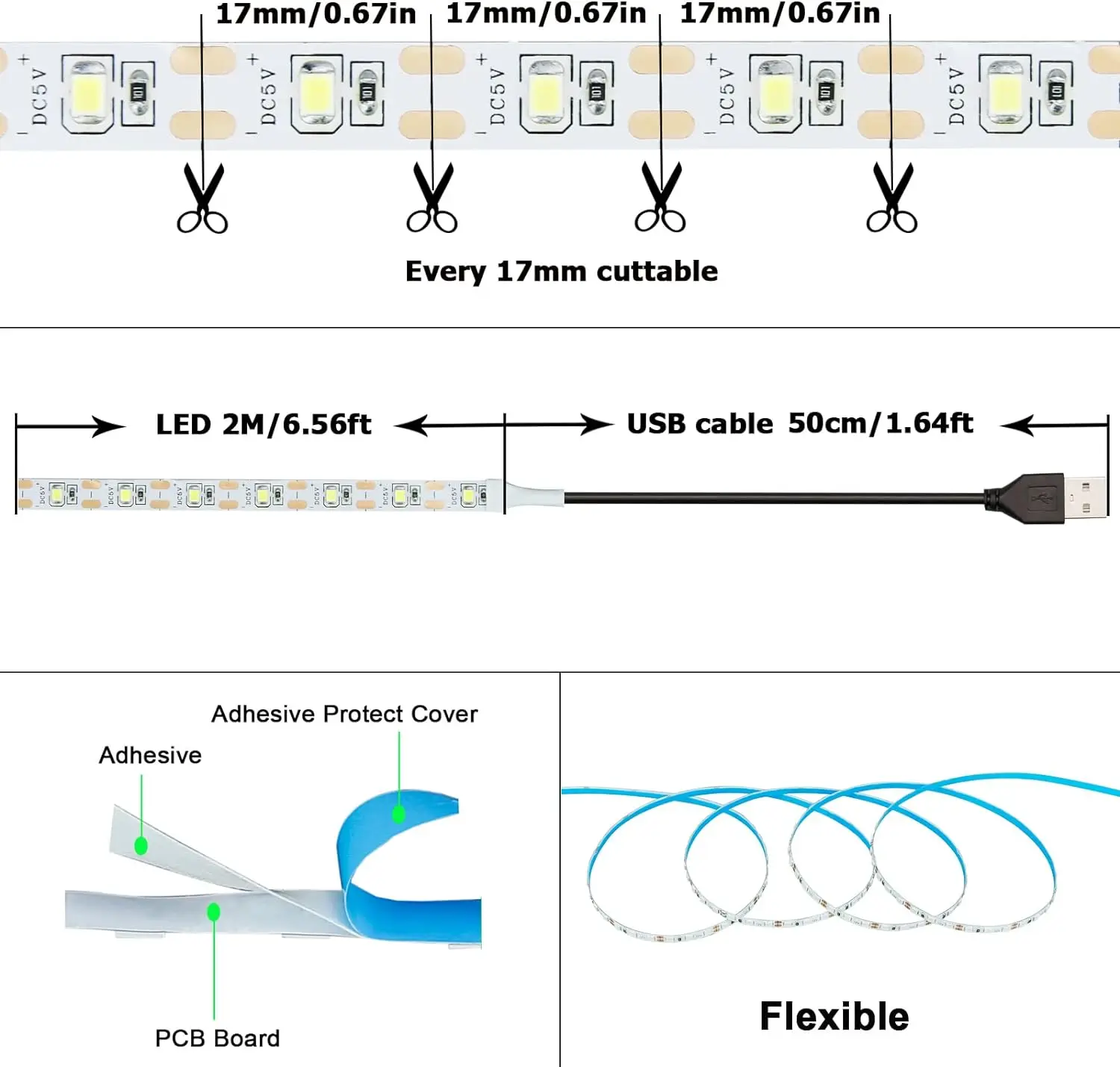 USB-Powered Warm White LED Strip Light for TV Backlighting and Home Decor