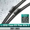 Silicone & rubber  Front Wiper Blades Set For BYD Yuan EV Plus Atto 3 2021 - 2023 Windshield Windscreen Window Brush 24''+16'' 1