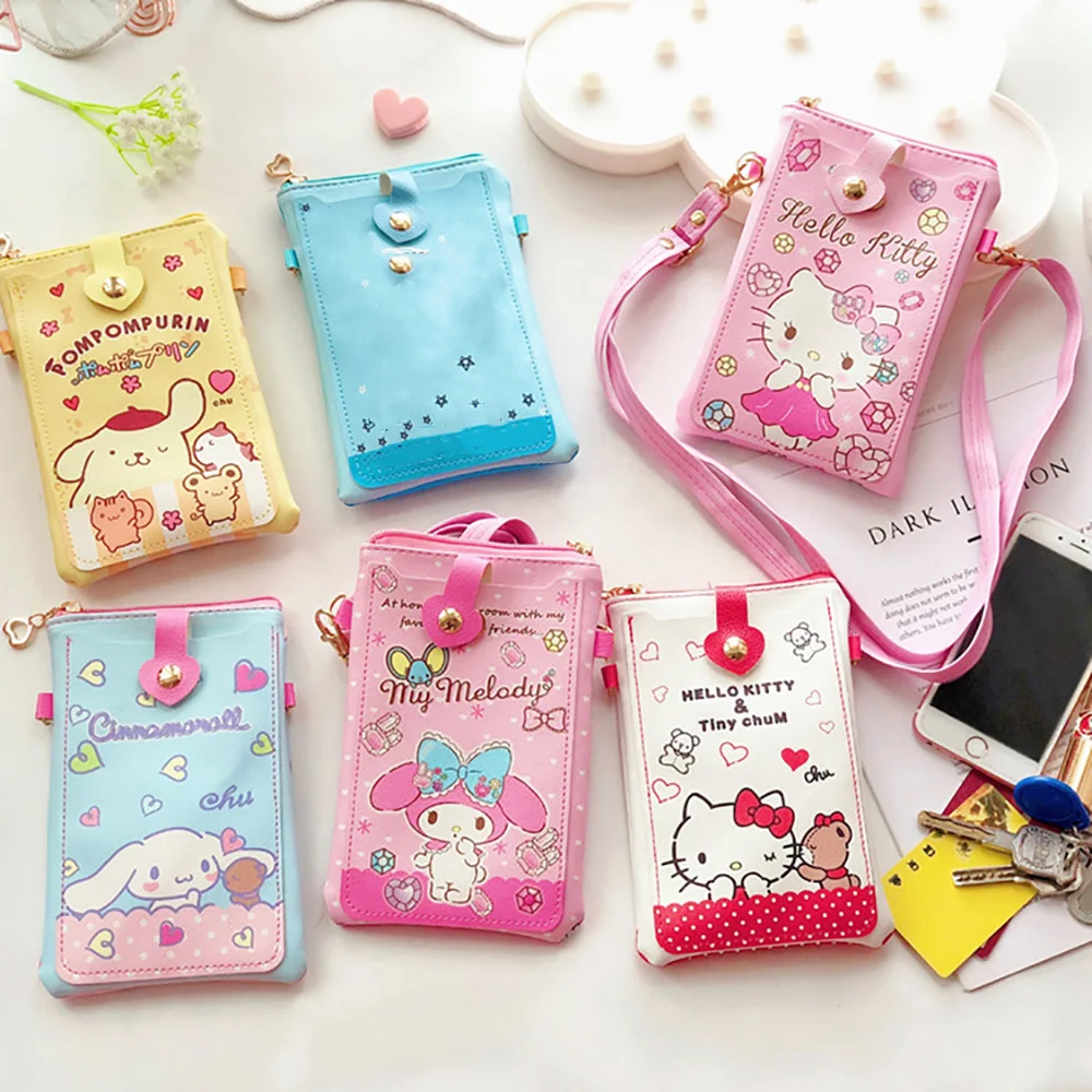 

Sanrio Pu Phone Bags Hellokitty Cinnamorol Kawaii Portable Shoulder Bags Waterproof Satchel Coin Purse Women's Fashion Backpacks