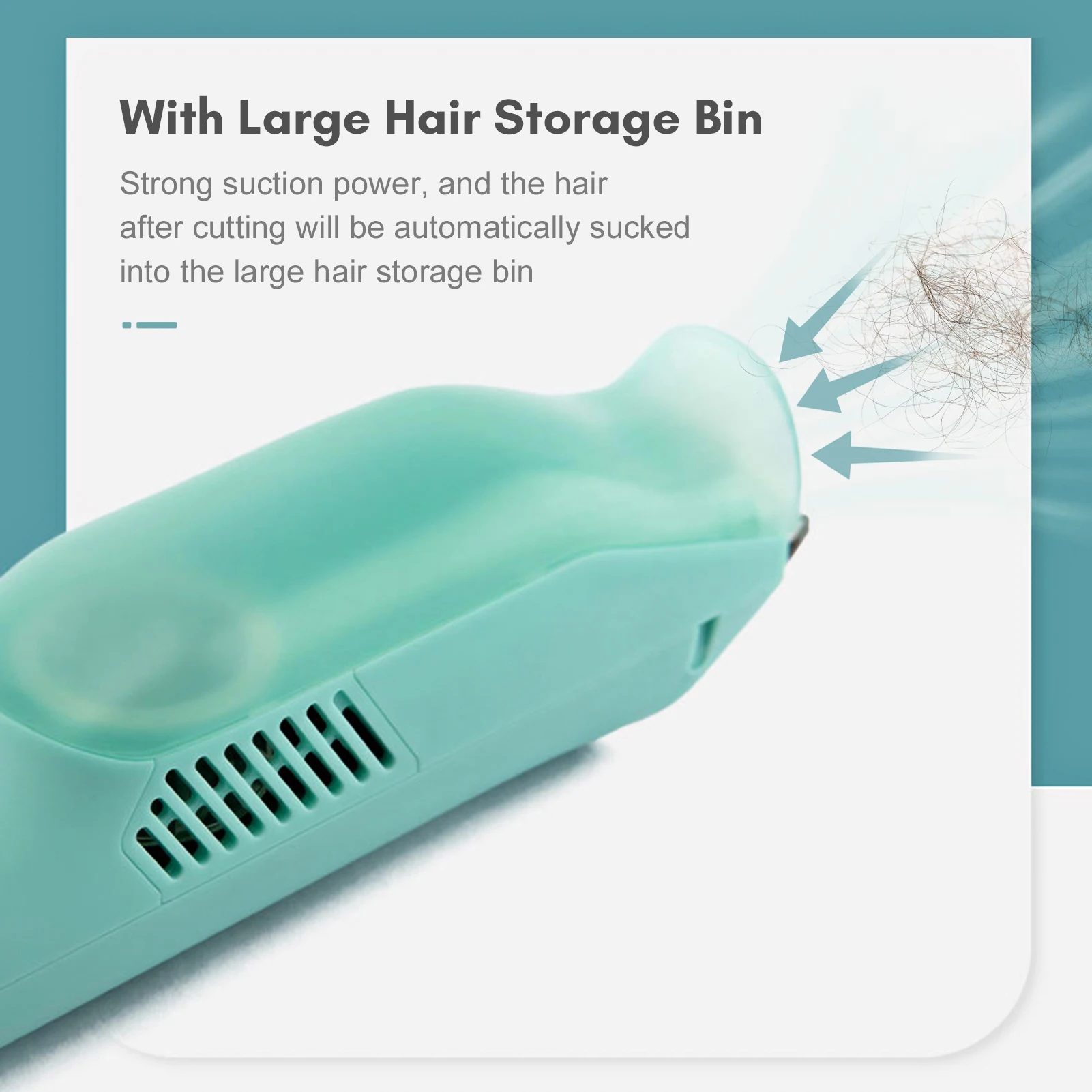 Vacuum Baby Hair Clipper Cordless Electric Hair Trimmer for Kids Low Noise IPX7 Waterproof Built-in Battery with 2 Guide Combs