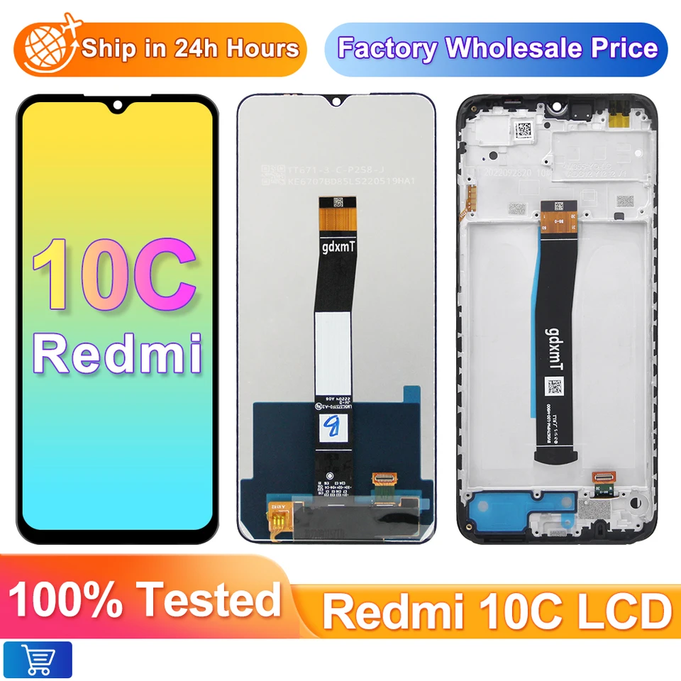 Display LCD per Xiaomi Redmi 10C 220333QAG 220333QBI 6.71 LCD Schermo Touch Digitizer Glass con Riparazione Kit (Nero, Non per Redmi 10