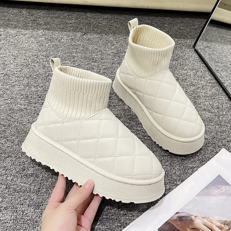 

Fashion Fur Snow Boots Women's Plush Cotton Shoes 2024 Winter New Waterproof Warm Comfortable Soft Sole Casual Ankle Booties