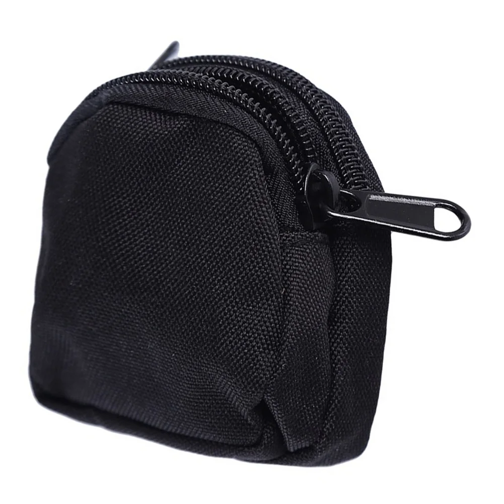 

1pc Outdoor Tool Bag Double-layer Zippers Waterproof Pouch Key Wallet Card Holder Keychain Pocket Nylon Belt Bag Accessories
