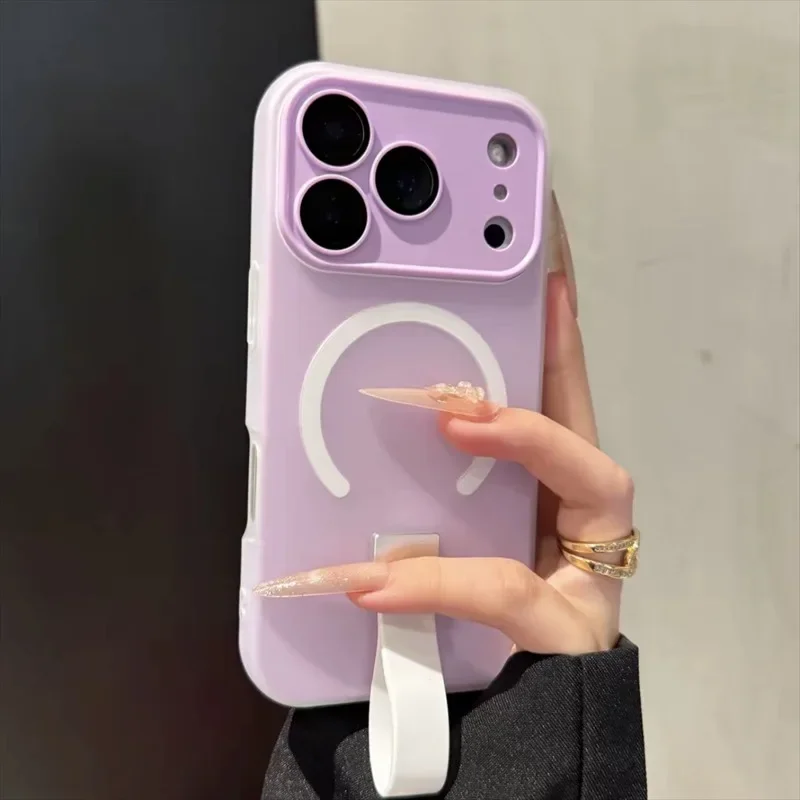 Magnetic Silicone Phone Case Grip with Finger Strap - Soft Protective Cover