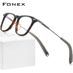 FONEX Acetate Titanium Eyeglasses Frame Men 2022 New Retro Vintage Square Prescription Glasses Optical Spectacles Eyewear F85703