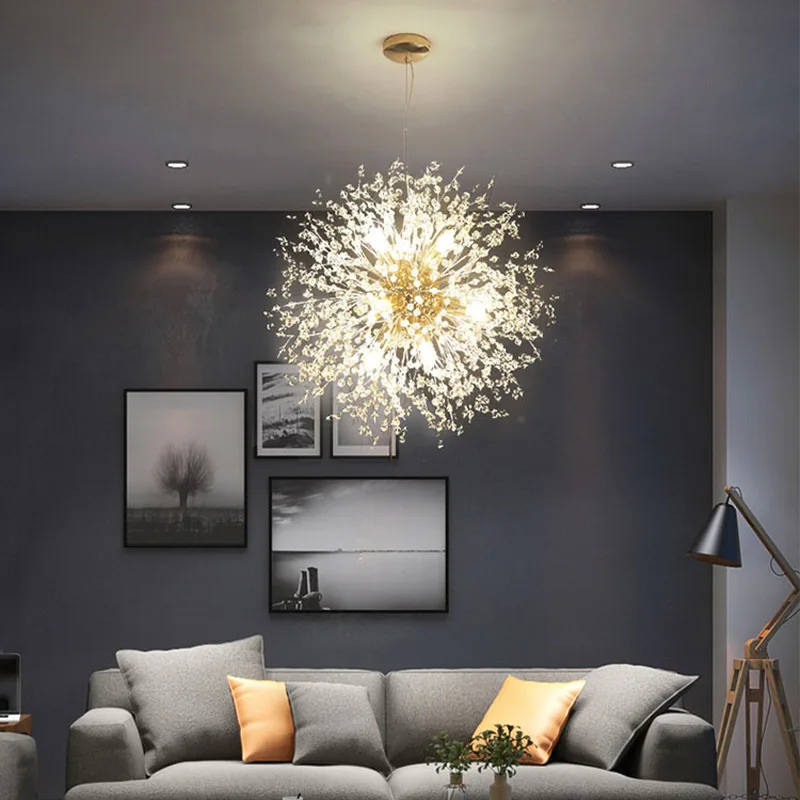 

Nordic Modern Creative Dandelion Chandelier Bedroom Restaurant Light Clothing Store Crystal Firefly Led Pendant Lamp