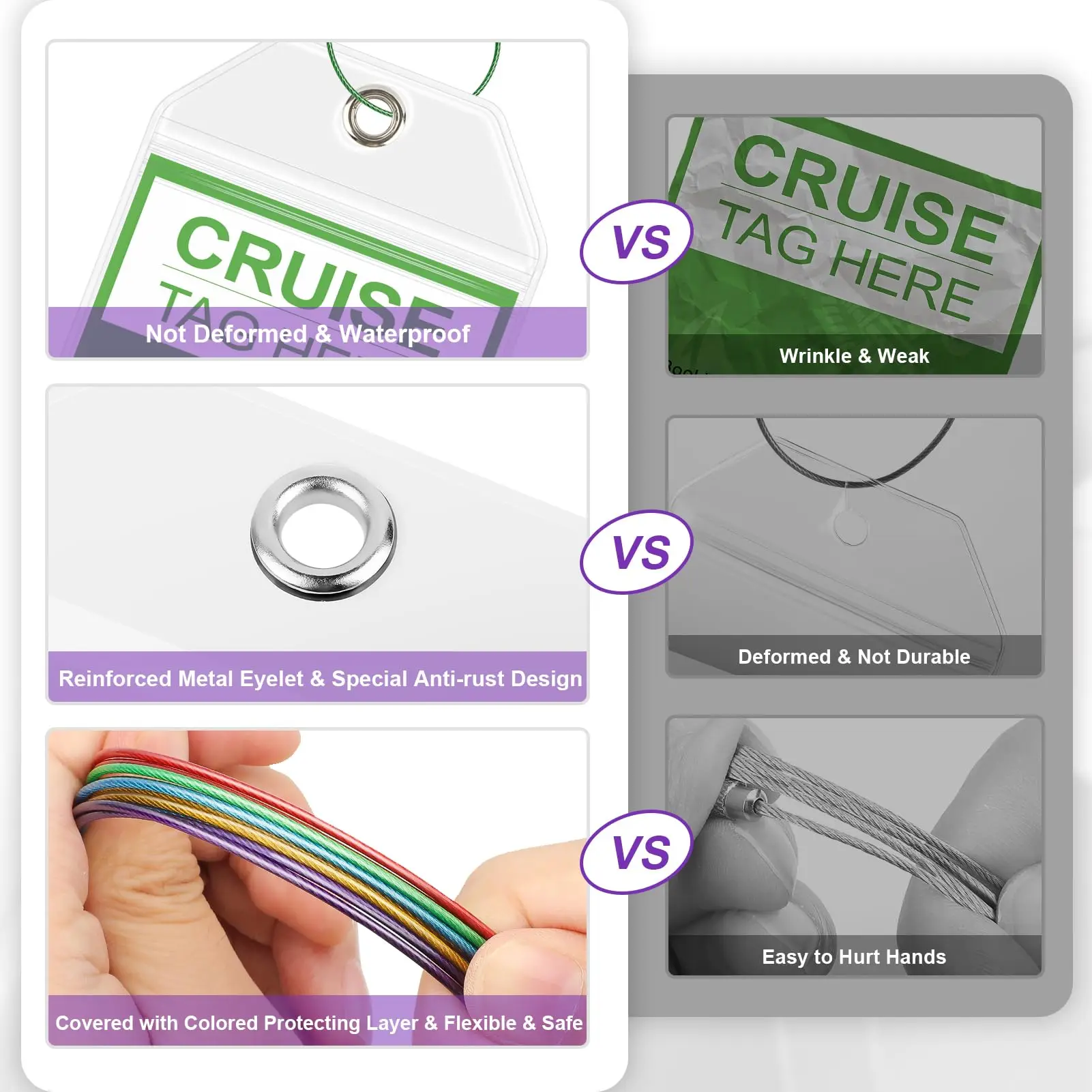 Cruise Luggage Tags Clear Luggage Tag Holder Zip Seal Steel Loop Waterproof Fits All Cruise Line 1/5/10pcs luggage tag holder