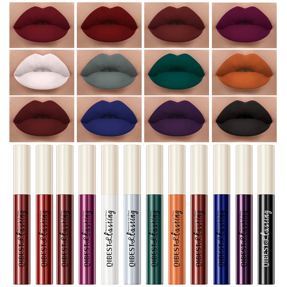 Nude Matte Lip Gloss 24 Colors Long-lasting Velvet Lipstick Waterproof Non-stick Cup Sexy Red Dark Lip Tint Makeup Cosmetic 4