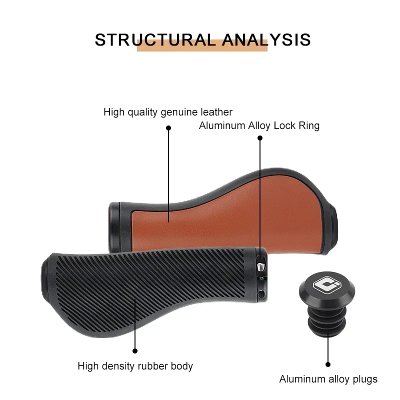 ODI Folding bicycle Handlebar grips Retro Style Oak/leather